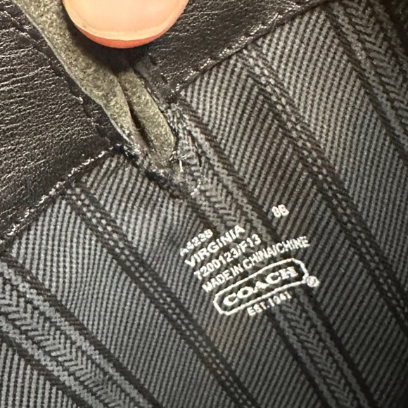 Coach Womens Virginia Genuine Leather Black Mid Calf Pull On Boots Size 8 - Picture 8 of 11